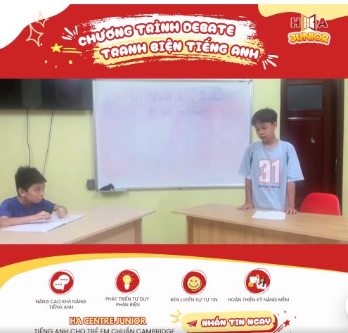 Học viên HA Junior Hải Đăng và Nhật Tiến thể hiện thế nào trong một buổi Debate tại lớp Part 2 Học viên HA Junior Hải Đăng và Nhật Tiến thể hiện thế nào trong một buổi Debate tại lớp Part 2